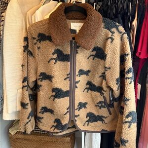 THE GREAT. Brown and Black Teddy Jacket